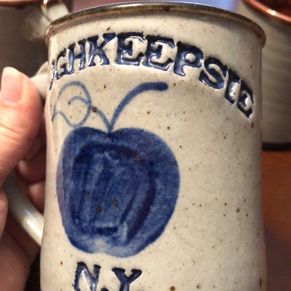 Harvey folk art handmade stone Poughkeepsie NY coffee mugs set of three - Picture 8 of 8